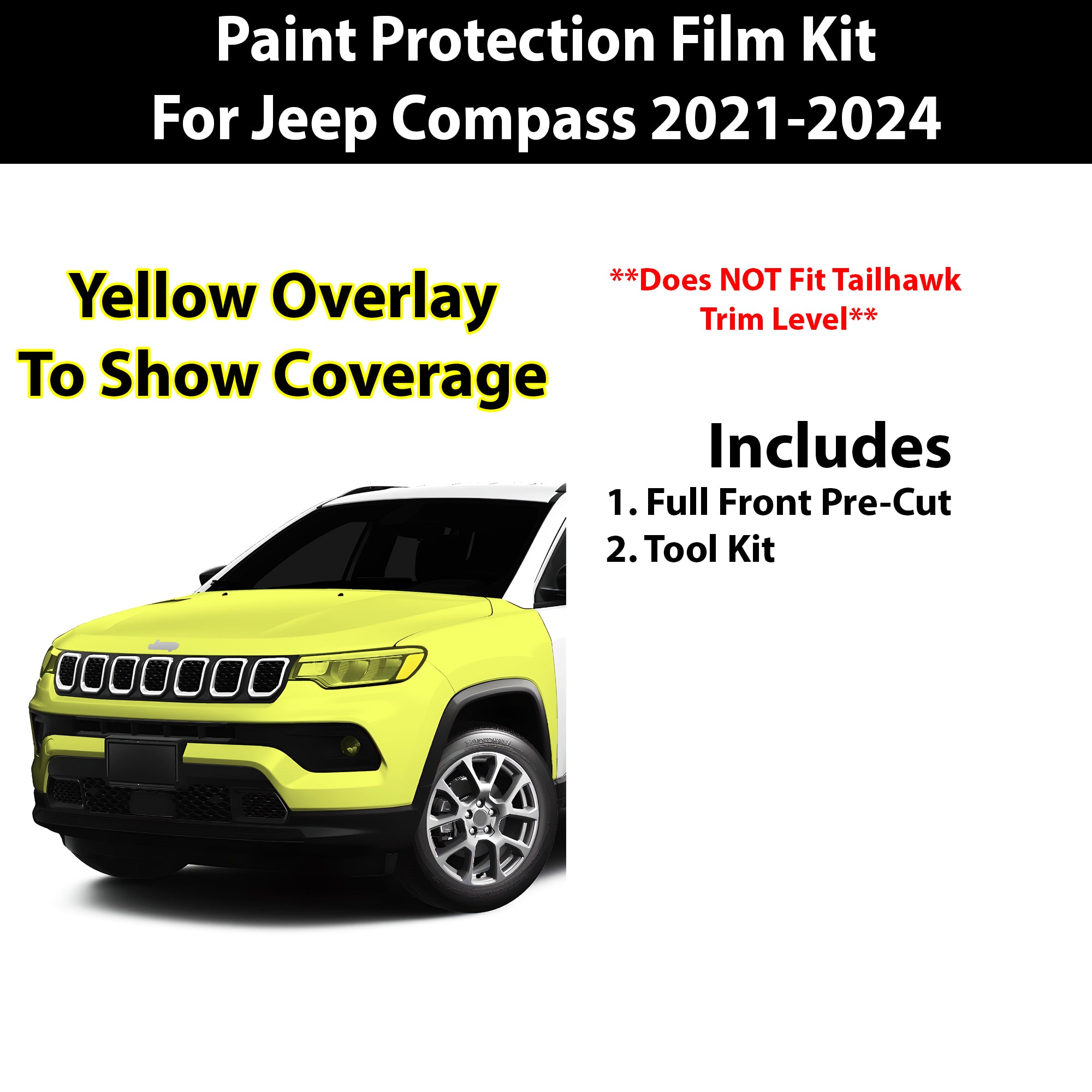 Precut Premium Paint Protection Film Clear Bra PPF Decal Film Kit Cover Fits Jeep Compass 2021 - 2024 - Bogar Tech Designs