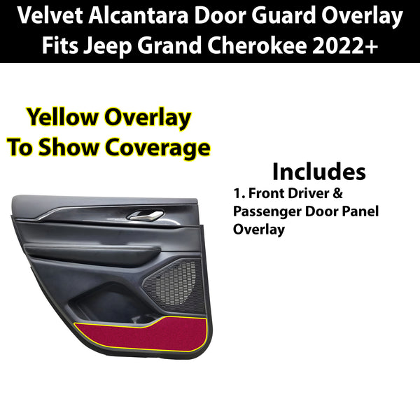 Fits Jeep Grand Cherokee 2022-2024 Alcantara Anti Kick Door Panel Protection Decal Stickers Overlay, Black Red Pink Yellow Purple