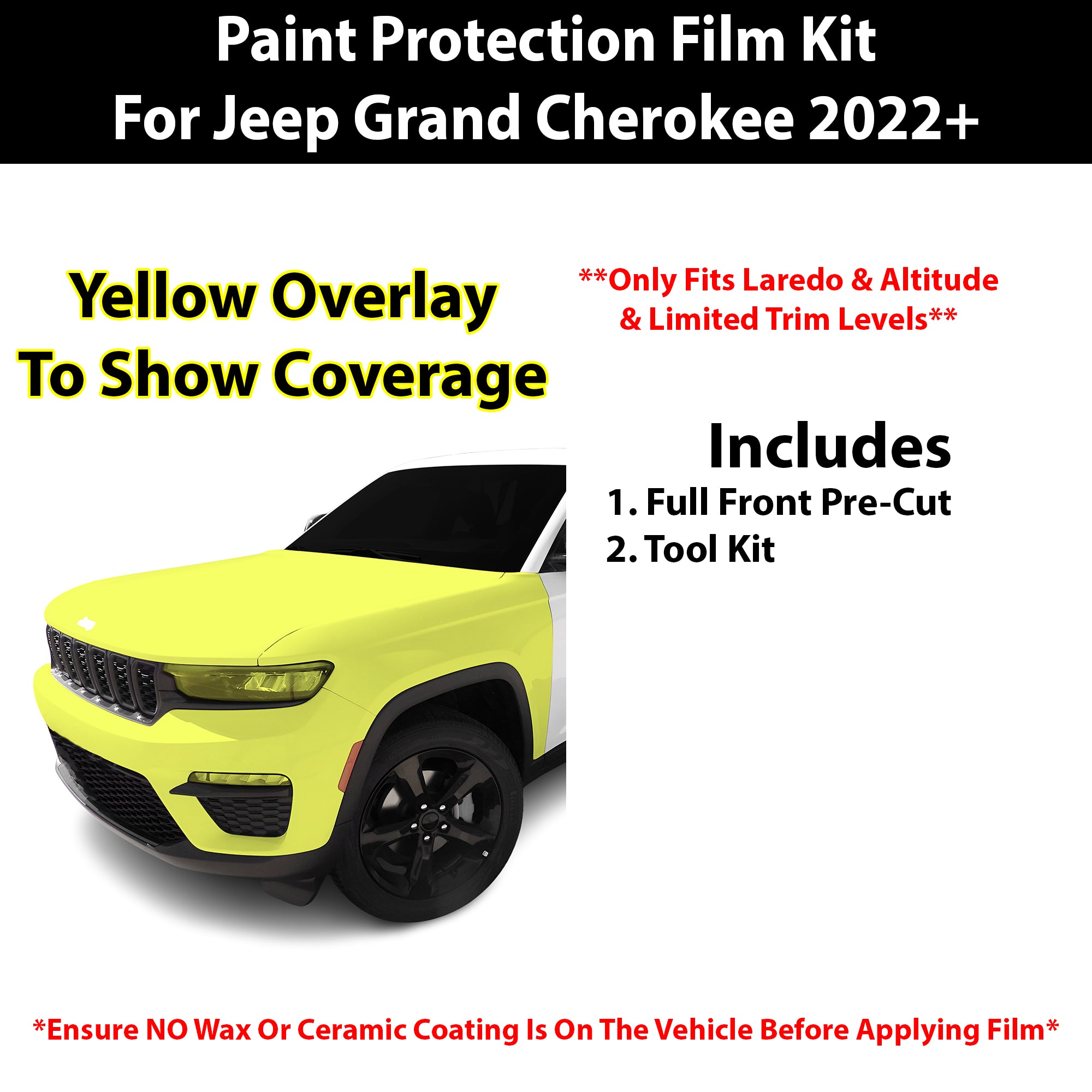 Fits Jeep Grand Cherokee (Laredo/Altitude/Limited) 2022+ Precut Premium Paint Protection Film Clear Bra PPF Decal Film Kit Cover - Bogar Tech Designs