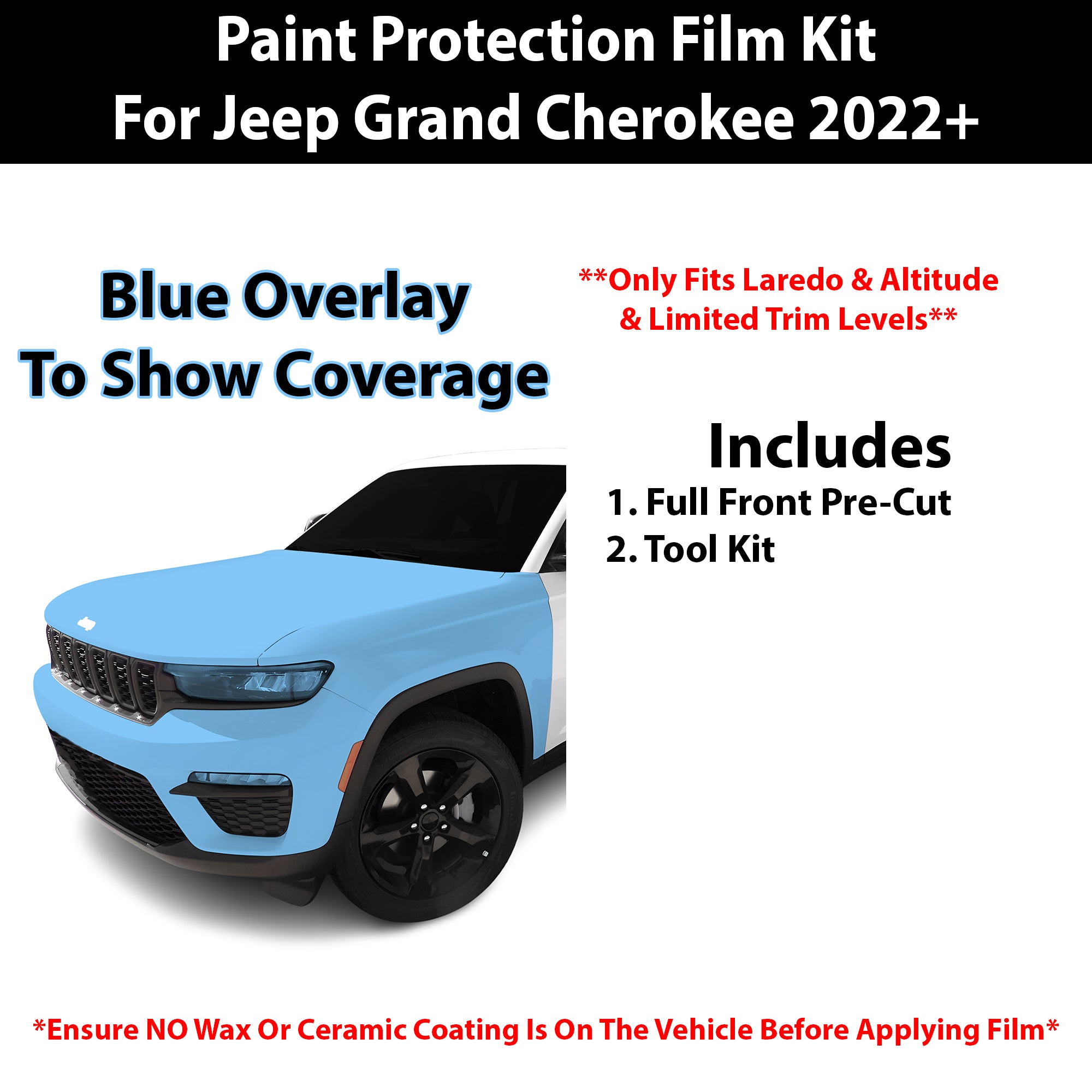 Fits Jeep Grand Cherokee (Laredo/Altitude/Limited) 2022+ Precut Premium Paint Protection Film Clear Bra PPF Decal Film Kit Cover - Bogar Tech Designs