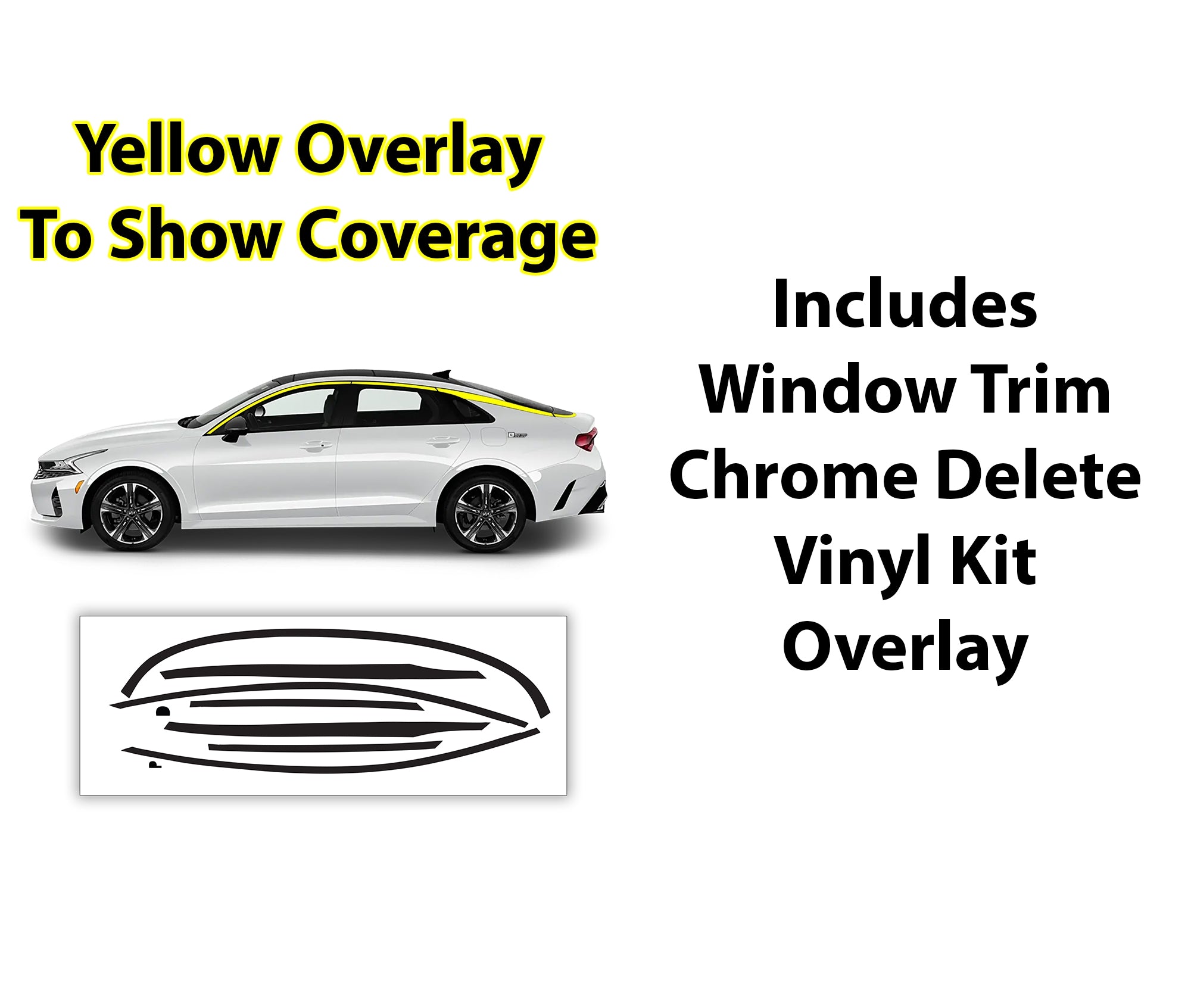Window Vinyl Chrome Delete Trim Blackout Decal Stickers Overlay Film Fits Kia K5 2021 - 2025 - Bogar Tech Designs
