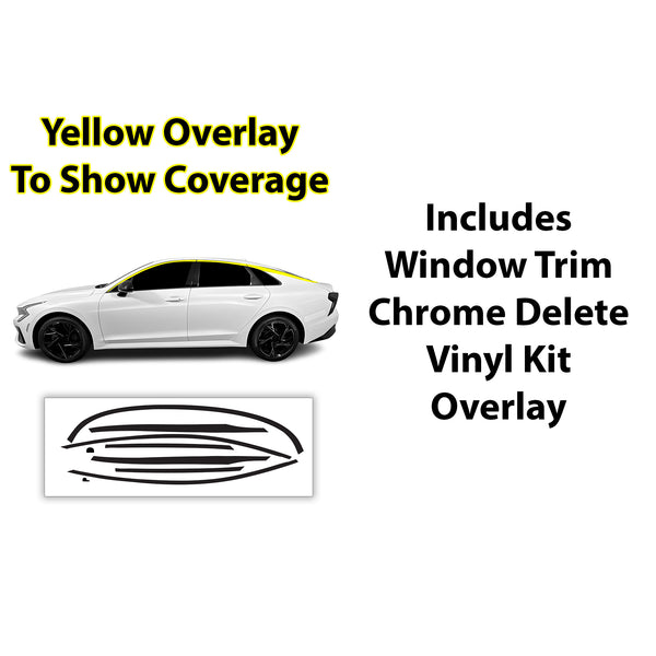 Kia K5 2021-2026 Window Trim Blackout Chrome Delete Kit – Precut Gloss Black Vinyl Overlays