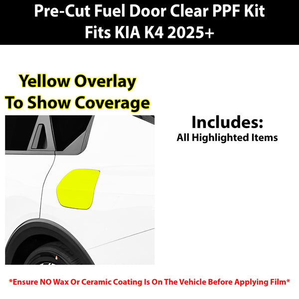 Fits KIA K4 2025 Precut Fuel Door Premium Paint Protection Film PPF Decal Film Kit Gas Cap Cover, Gloss Black Carbon Fiber