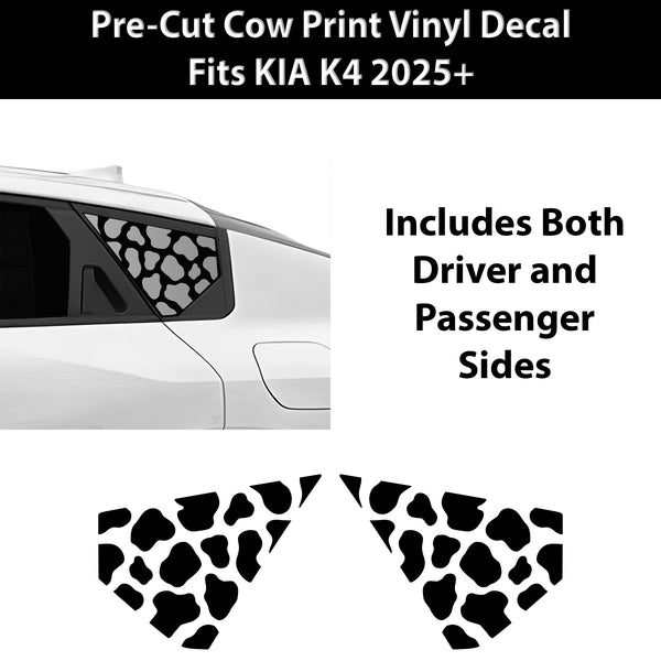 Fits KIA K4 2025+ Animal Leopard Cheetah Cow Window Vinyl Decal Stickers