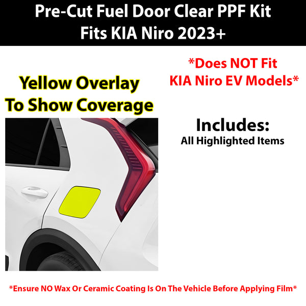 Fits KIA Niro 2023+ Precut Fuel Door Premium Paint Protection Film PPF Decal Film Kit Gas Cap Cover, Gloss Black Carbon Fiber