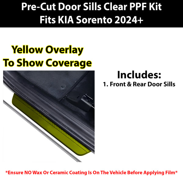 Fits KIA Sorento 2024+ Precut Door Sill Premium Paint Protection Film PPF Decal Film Kit, Gloss Black Carbon Fiber