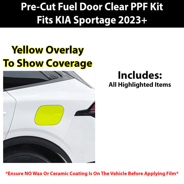 Fits KIA Sportage 2023+ Precut Fuel Door Premium Paint Protection Film PPF Decal Film Kit Gas Cap Cover, Gloss Black Carbon Fiber - Bogar Tech Designs