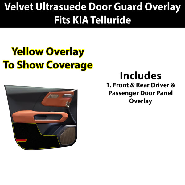 Fits Kia Telluride 2027+ Alcantara Anti Kick Door Panel Protection Decal Stickers Overlay, Black Red