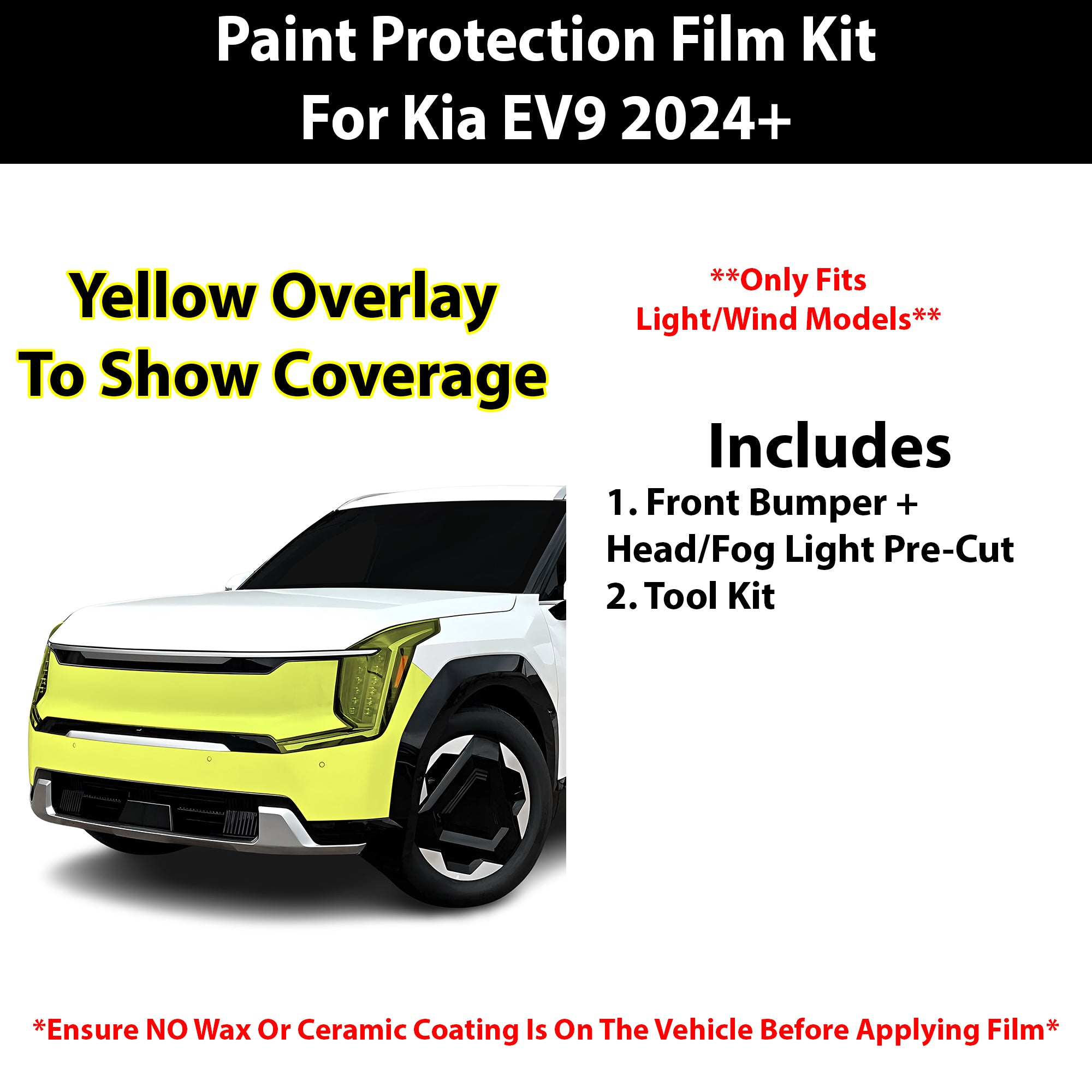 Fits Kia EV9 (Light/Wind) 2024+ Precut Premium Paint Protection Film Clear Bra PPF Decal Film Kit - Bogar Tech Designs