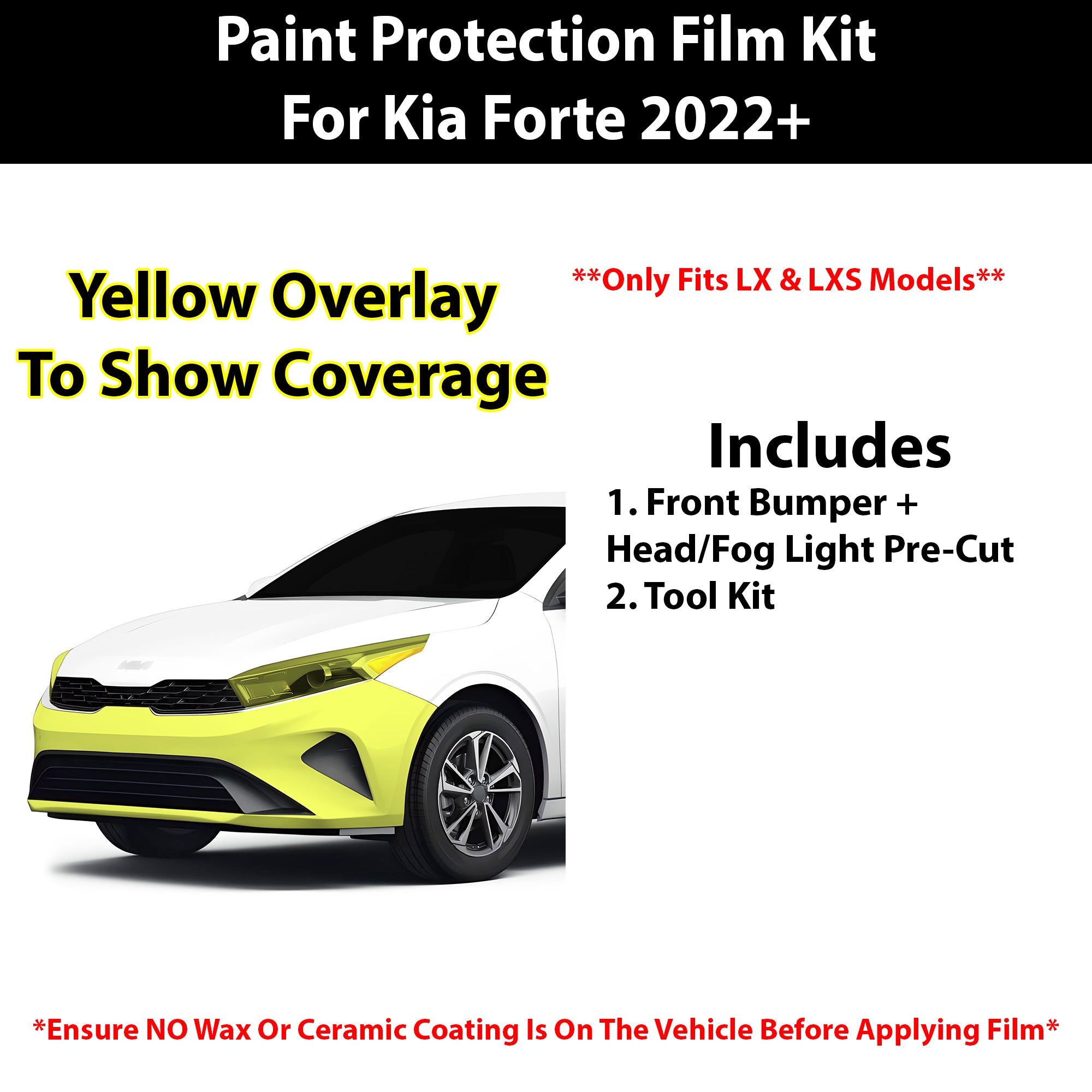 Fits Kia Forte (LX/LXS) 2022+ Precut Premium Paint Protection Film Clear Bra PPF Decal Film Kit Cover - Bogar Tech Designs