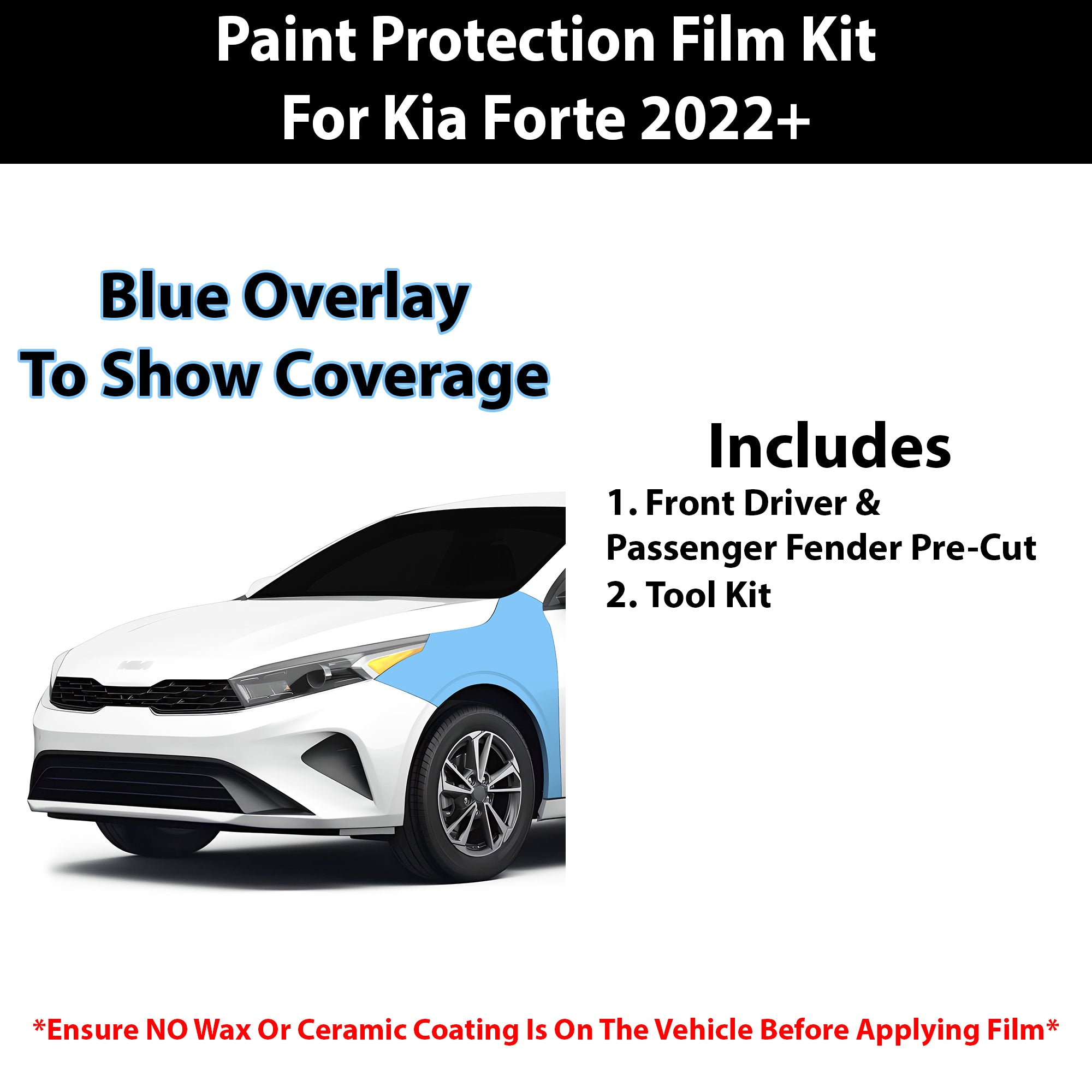 Fits Kia Forte (LX/LXS) 2022+ Precut Premium Paint Protection Film Clear Bra PPF Decal Film Kit Cover - Bogar Tech Designs