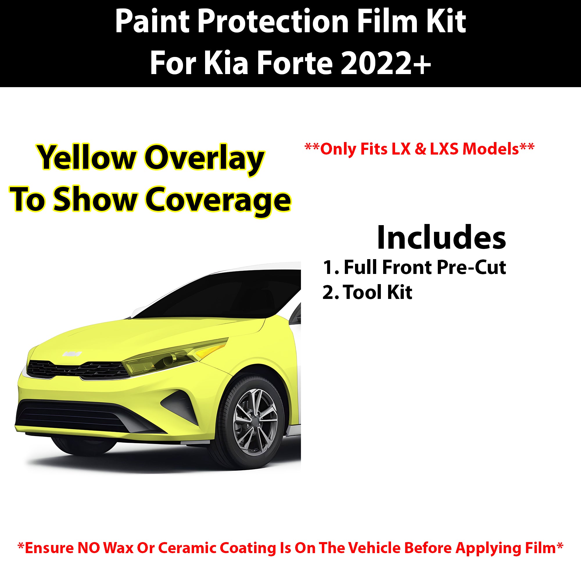 Fits Kia Forte (LX/LXS) 2022+ Precut Premium Paint Protection Film Clear Bra PPF Decal Film Kit Cover - Bogar Tech Designs