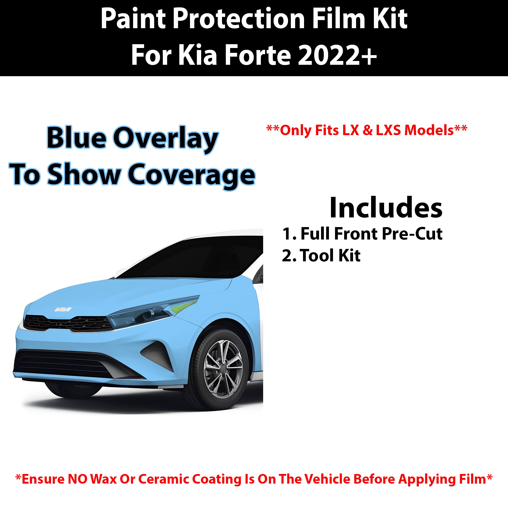Fits Kia Forte (LX/LXS) 2022+ Precut Premium Paint Protection Film Clear Bra PPF Decal Film Kit Cover - Bogar Tech Designs