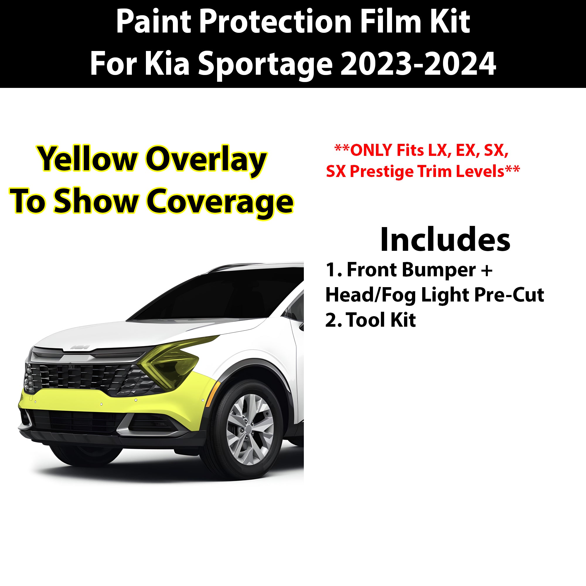 Precut Premium Paint Protection Film Clear Bra PPF Decal Film Kit Cover Fits Kia Sportage 2023 - 2024 - Bogar Tech Designs
