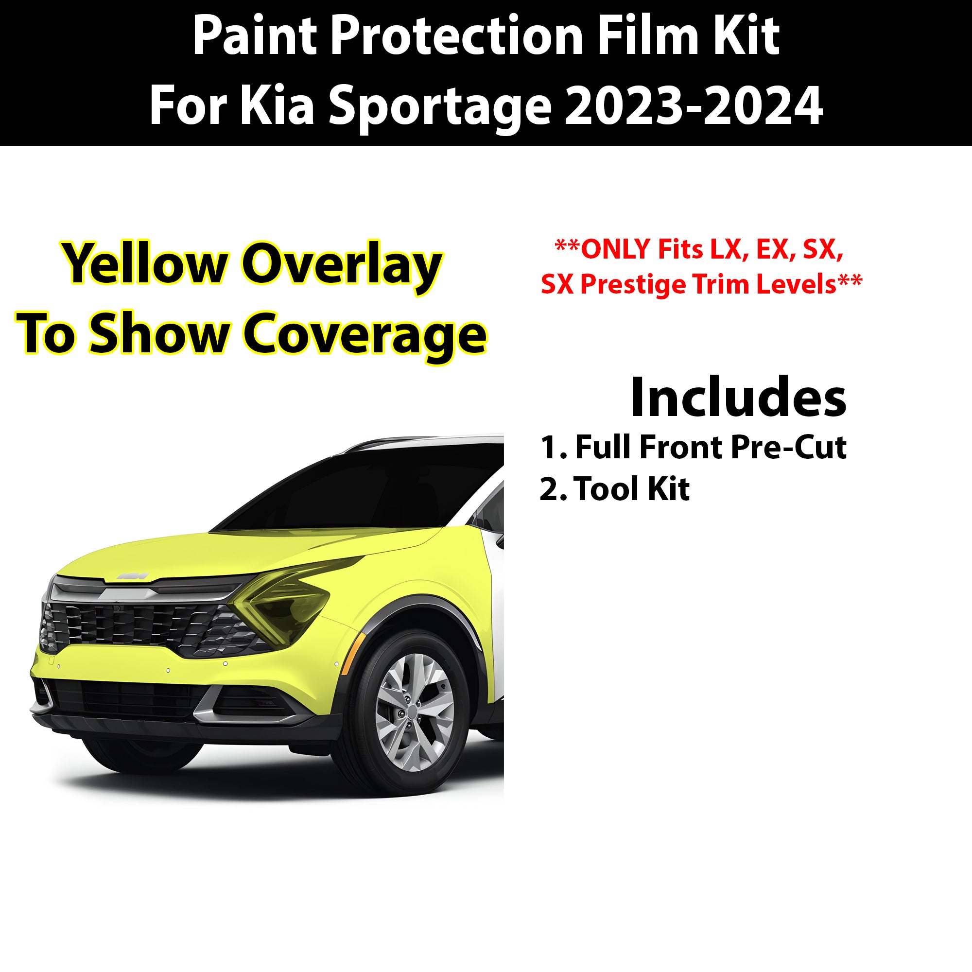Precut Premium Paint Protection Film Clear Bra PPF Decal Film Kit Cover Fits Kia Sportage 2023 - 2024 - Bogar Tech Designs