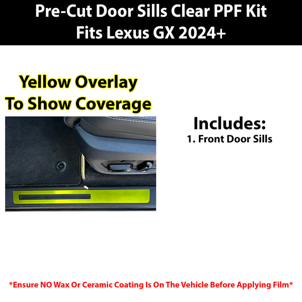 Fits Lexus GX 550 2024+ Precut Door Sill Premium Paint Protection Film PPF Decal Film Kit, Gloss Black Carbon Fiber