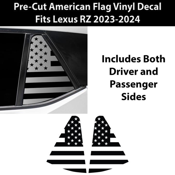 Quarter Window American Flag Vinyl Decal Stickers Fits Lexus RZ 2023 - 2025 - Bogar Tech Designs