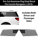 Fits Lincoln Navigator L 2018+ Quarter Window American Flag Vinyl Decal Stickers