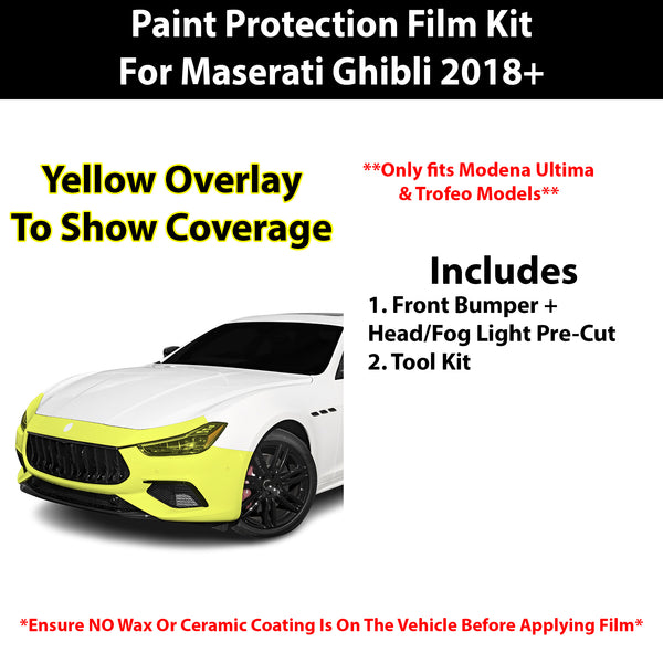 Fits Maserati Ghibli (Modena Ultima & Trofeo) 2018+ Precut Premium Paint Protection Film Clear Bra PPF Decal Film Kit Cover