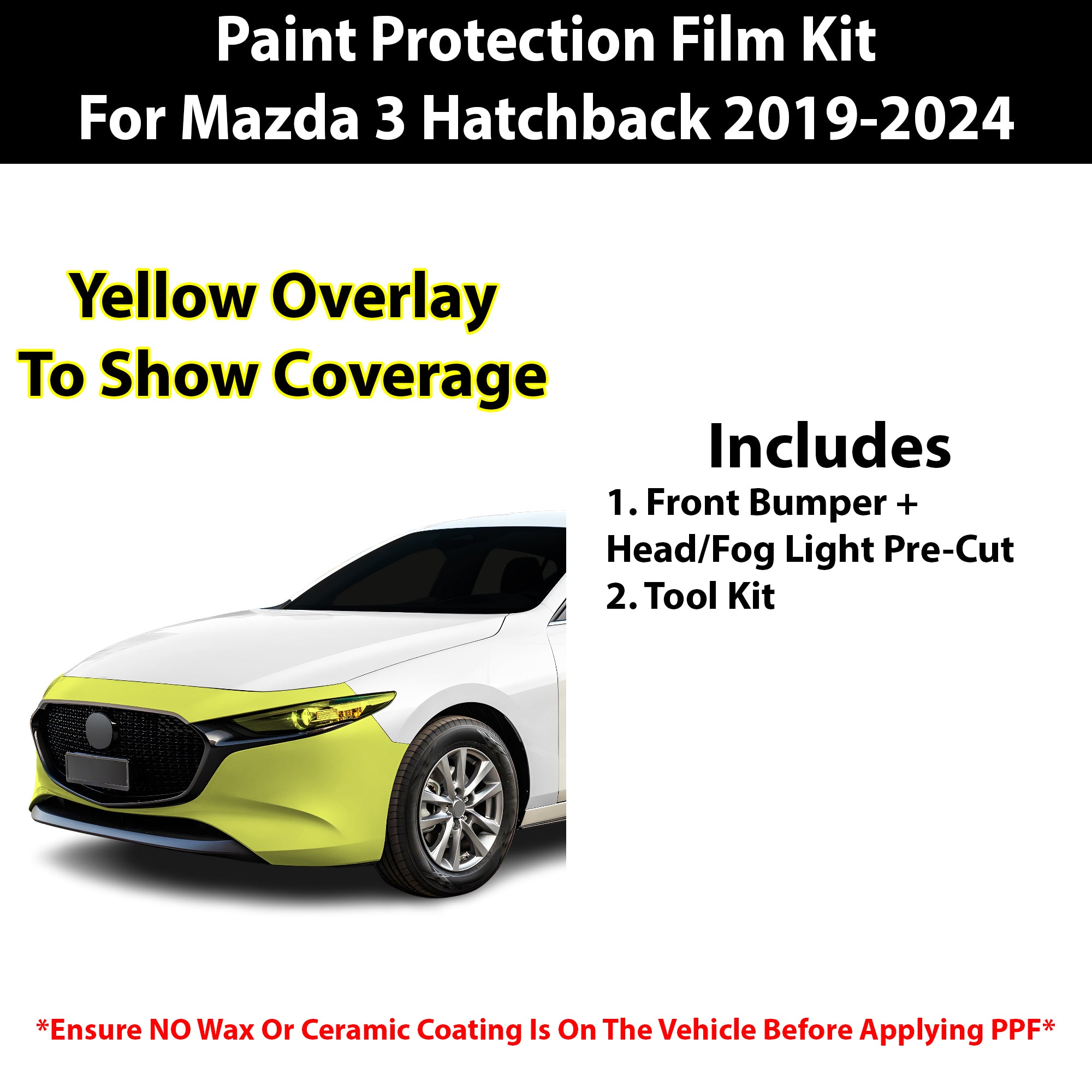 Fits Mazda 3 Hatchback 2019+ Precut Premium Paint Protection Film Clear Bra PPF Decal Film Kit - Bogar Tech Designs
