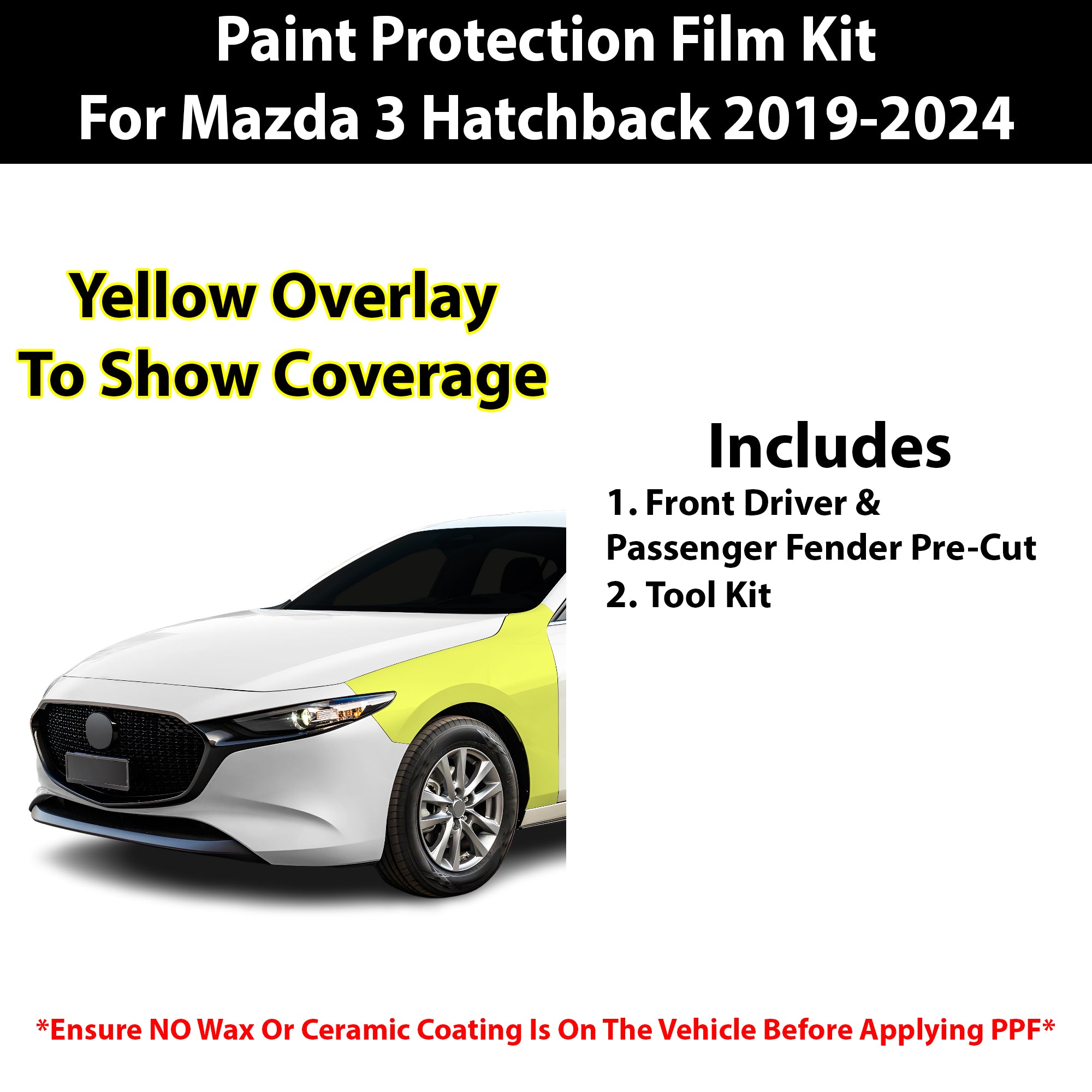 Fits Mazda 3 Hatchback 2019+ Precut Premium Paint Protection Film Clear Bra PPF Decal Film Kit - Bogar Tech Designs