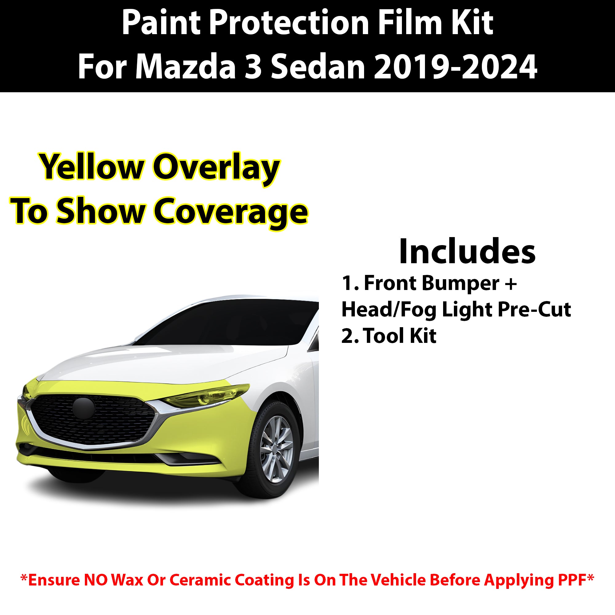Fits Mazda 3 Sedan 2019+ Precut Premium Paint Protection Film Clear Bra PPF Decal Film Kit - Bogar Tech Designs