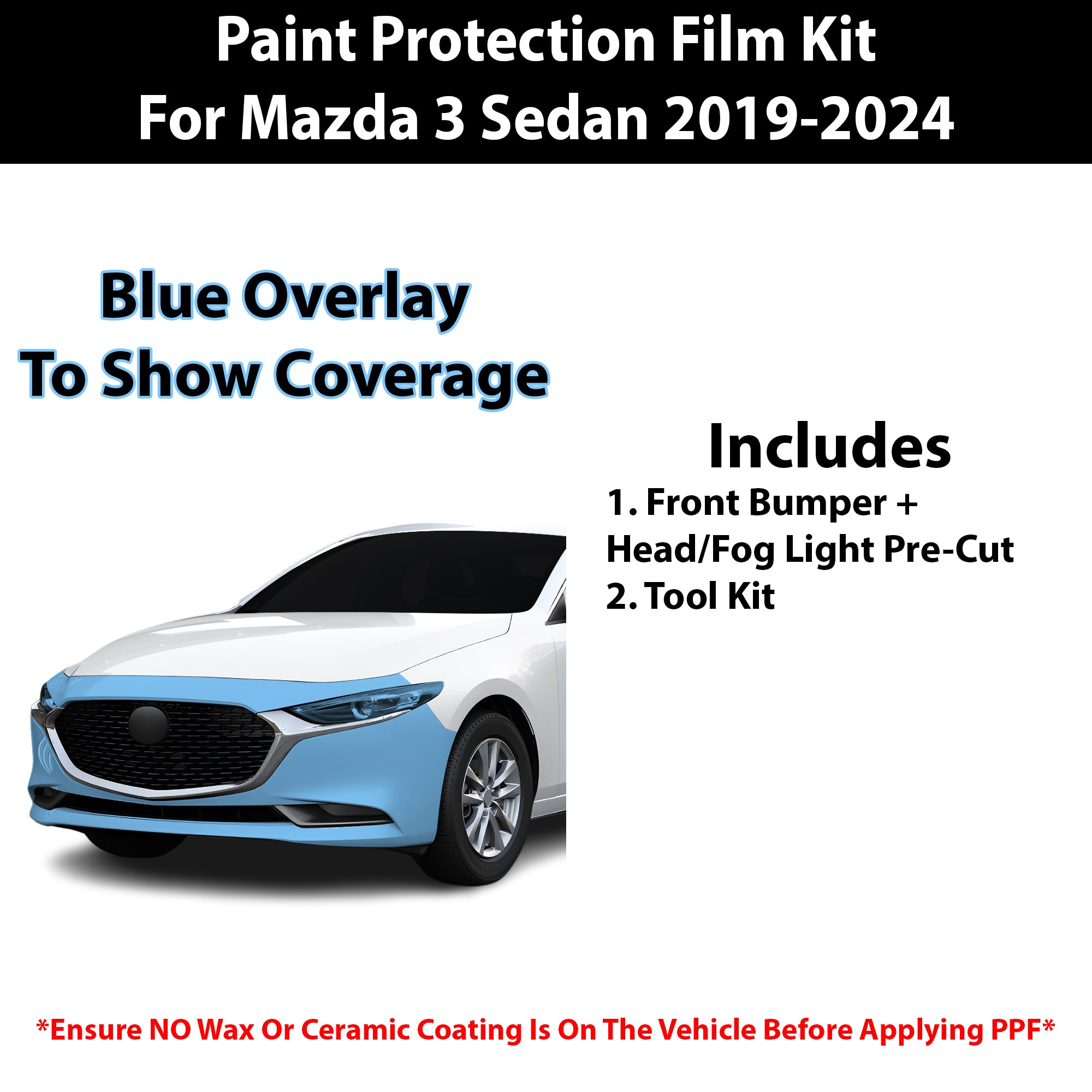 Fits Mazda 3 Sedan 2019+ Precut Premium Paint Protection Film Clear Bra PPF Decal Film Kit - Bogar Tech Designs