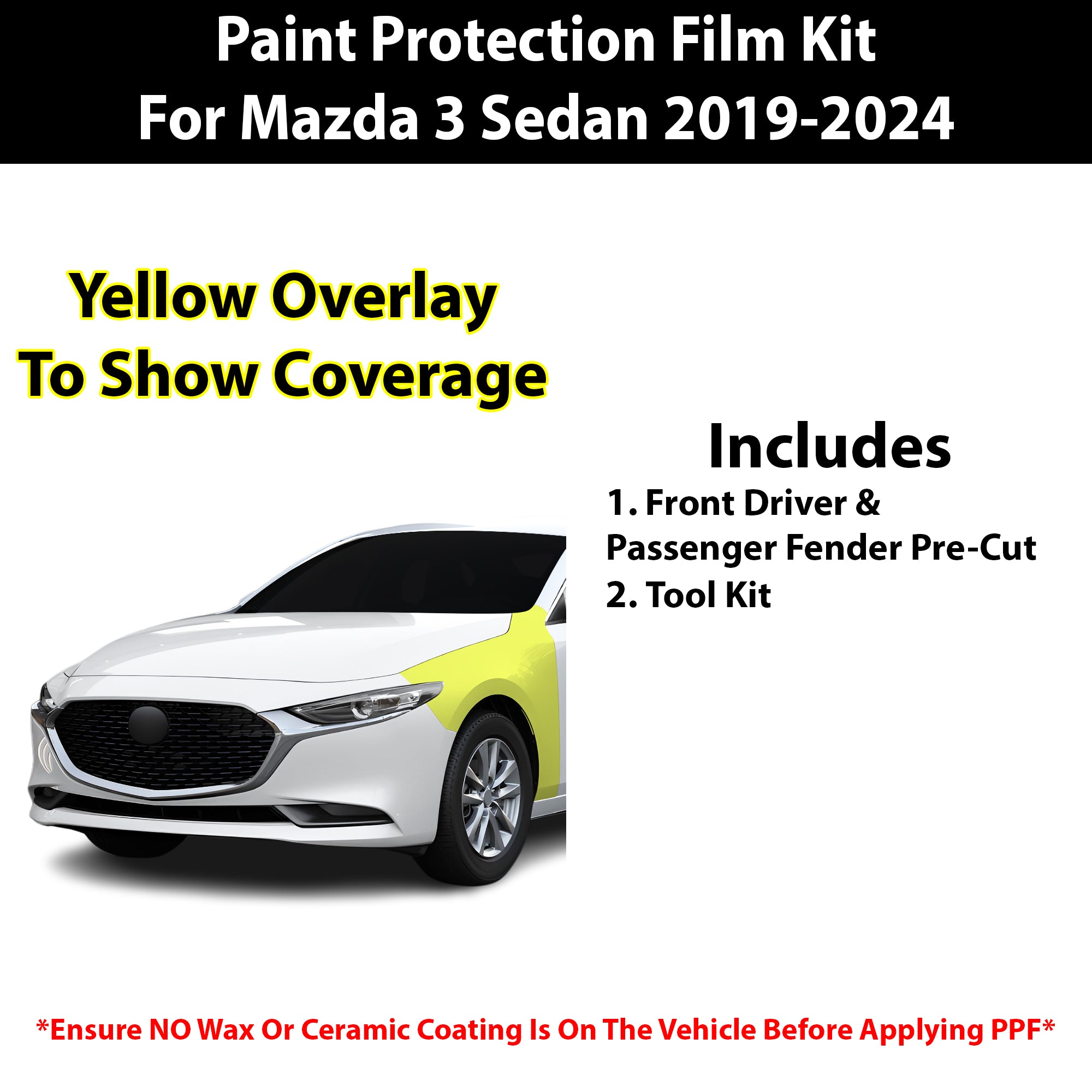 Fits Mazda 3 Sedan 2019+ Precut Premium Paint Protection Film Clear Bra PPF Decal Film Kit - Bogar Tech Designs