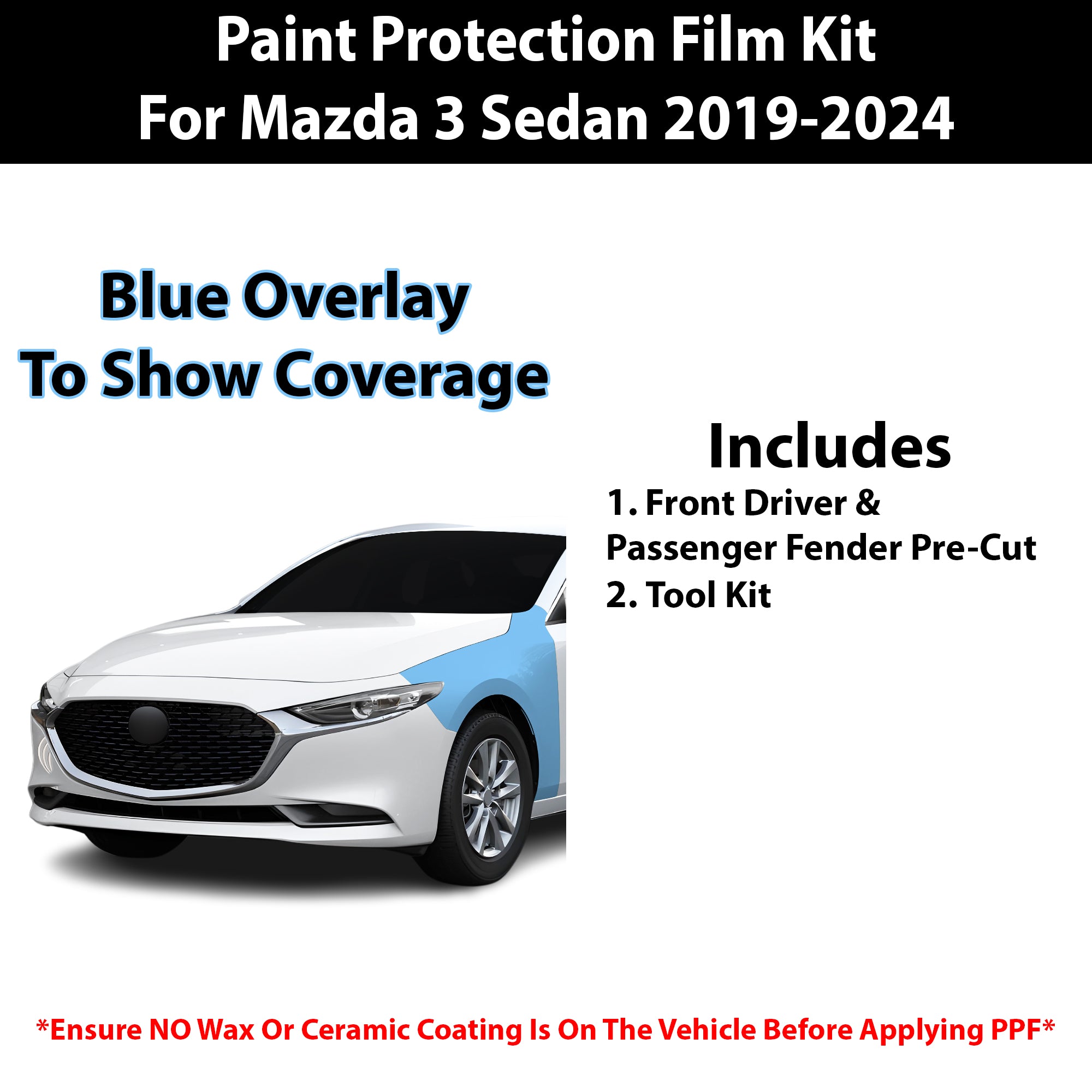 Fits Mazda 3 Sedan 2019+ Precut Premium Paint Protection Film Clear Bra PPF Decal Film Kit - Bogar Tech Designs