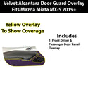 Fits Mazda Miata MX-5 2023+ Alcantara Anti Kick Door Panel Protection Decal Stickers Overlay, Black Red Pink Yellow Purple