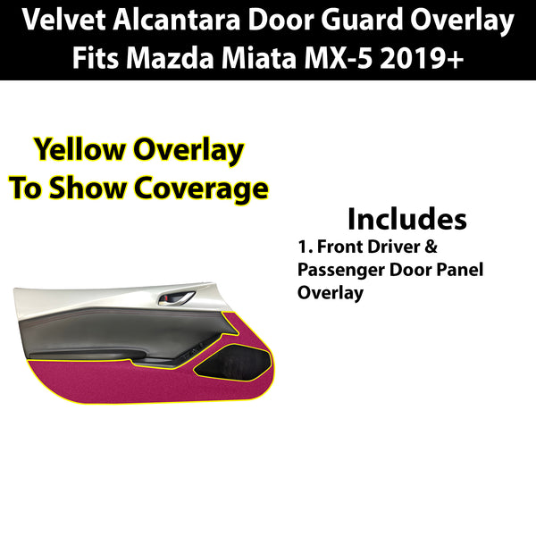 Fits Mazda Miata MX-5 2023+ Alcantara Anti Kick Door Panel Protection Decal Stickers Overlay, Black Red Pink Yellow Purple