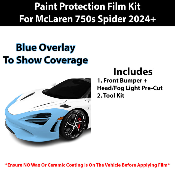 Fits McLaren 750S Spider 2024+ Precut Premium Paint Protection Film Clear Bra PPF Decal Film Kit Cover - Bogar Tech Designs
