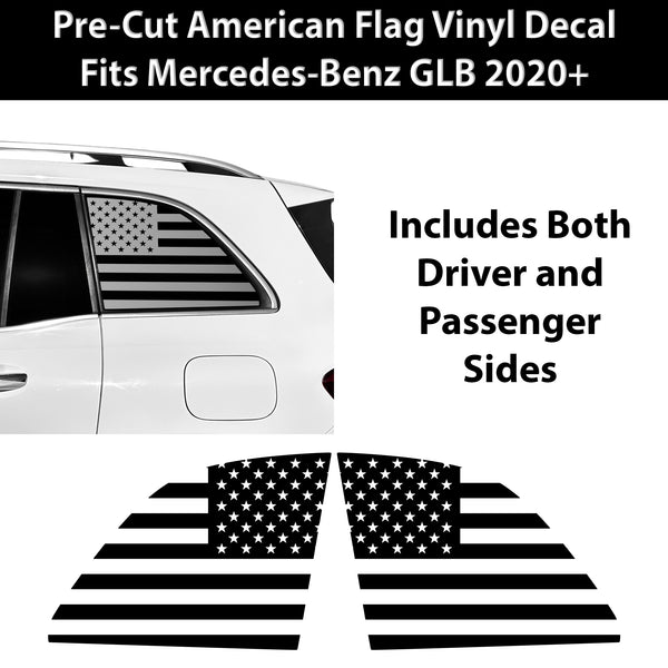 Fits Mercedes-Benz GLB 2020+ Quarter Window American Flag Vinyl Decal Stickers