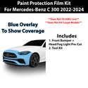 Fits Mercedes Benz C300 Sedan 2022-2024 Precut Premium Paint Protection Film Clear Bra PPF Decal Film Kit Cover