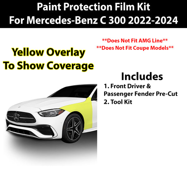 Fits Mercedes Benz C300 Sedan 2022-2024 Precut Premium Paint Protection Film Clear Bra PPF Decal Film Kit Cover