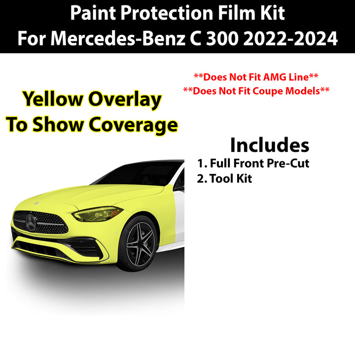 Fits Mercedes Benz C300 Sedan 2022 - 2024 Precut Premium Paint Protection Film Clear Bra PPF Decal Film Kit Cover - Bogar Tech Designs