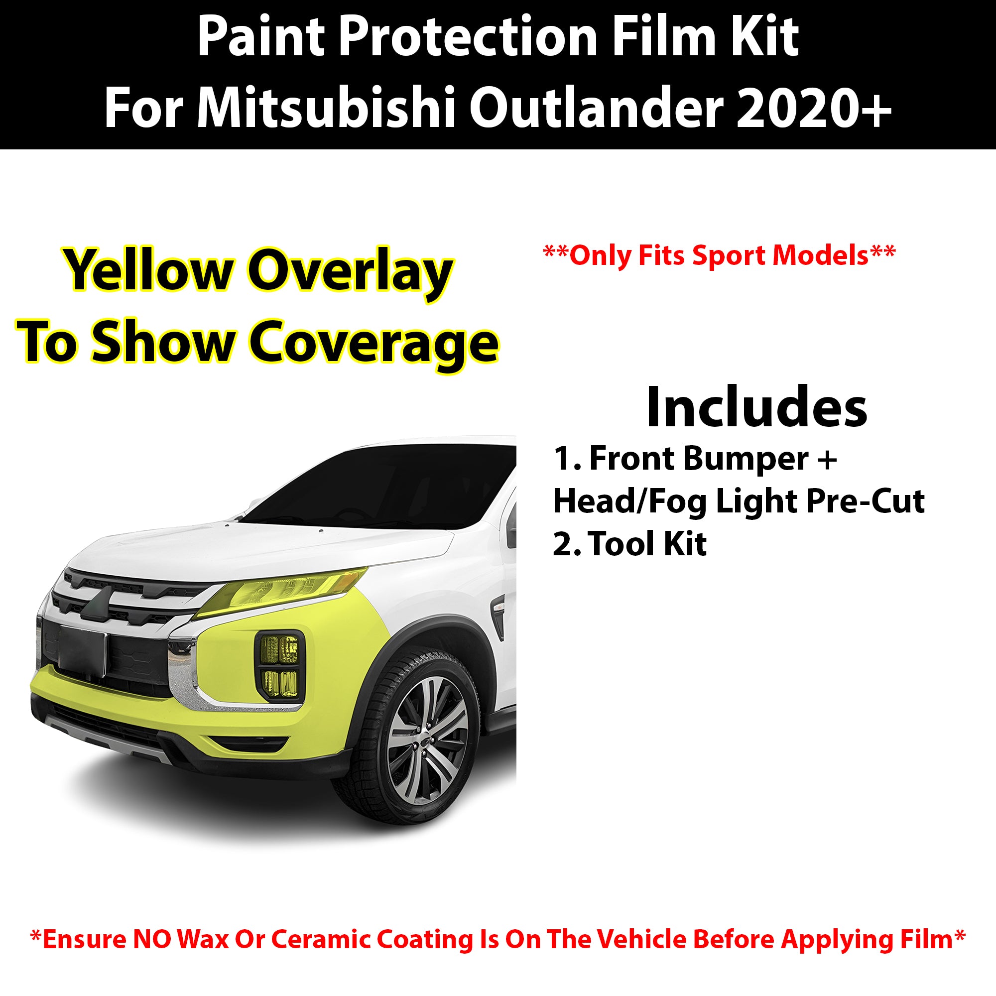 Fits Mitsubishi Outlander Sport 2020+ Precut Premium Paint Protection Film Clear Bra PPF Decal Film Kit Cover - Bogar Tech Designs