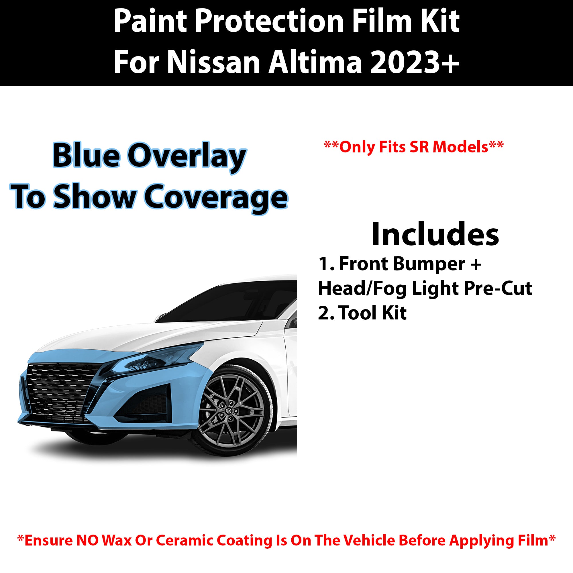 Fits Nissan Altima (SR) 2023+ Precut Premium Paint Protection Film Clear Bra PPF Decal Film Kit Cover - Bogar Tech Designs