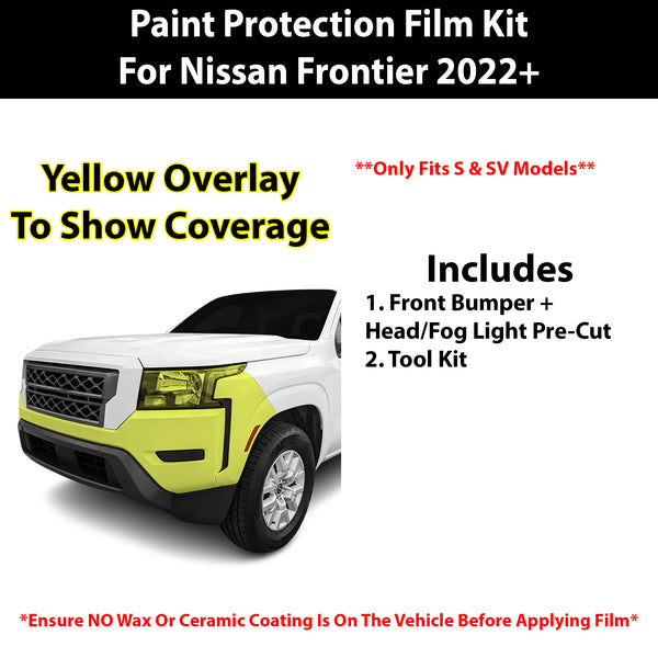 Fits Nissan Frontier (S & SV) 2022+ Precut Premium Paint Protection Film Clear Bra PPF Decal Film Kit Cover