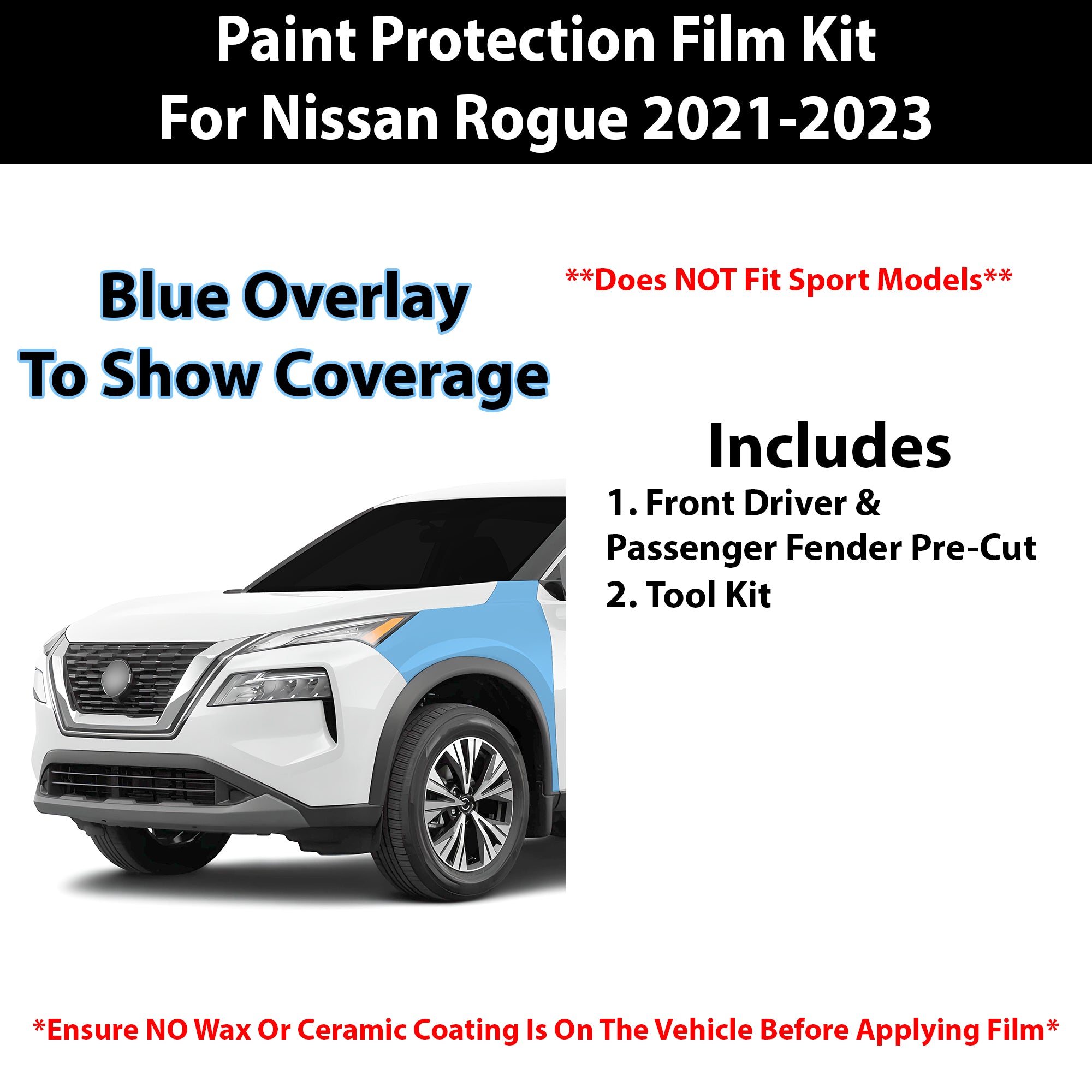 Fits Nissan Rogue 2021 - 2023 Precut Premium Paint Protection Film Clear Bra PPF Decal Film Kit Cover - Bogar Tech Designs