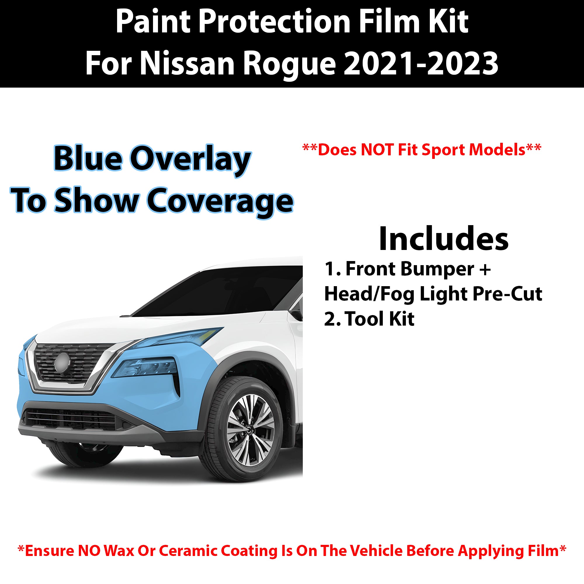 Fits Nissan Rogue 2021 - 2023 Precut Premium Paint Protection Film Clear Bra PPF Decal Film Kit Cover - Bogar Tech Designs