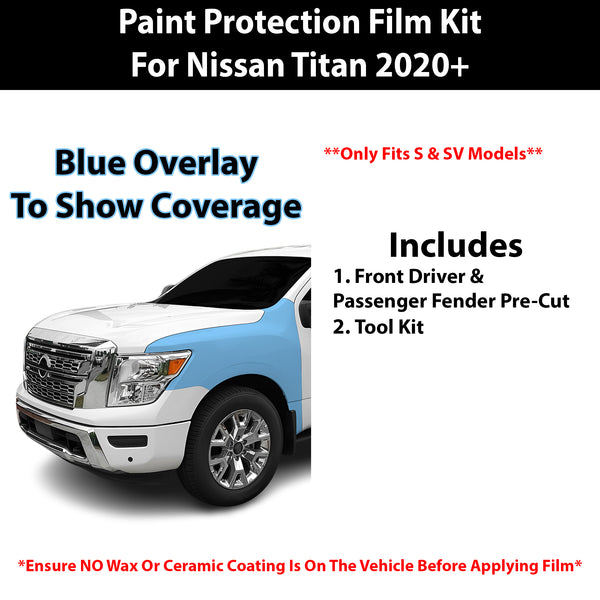 Fits Nissan Titan (S & SV) 2020+ Precut Premium Paint Protection Film Clear Bra PPF Decal Film Kit Cover