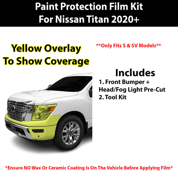 Fits Nissan Titan (S & SV) 2020+ Precut Premium Paint Protection Film Clear Bra PPF Decal Film Kit Cover