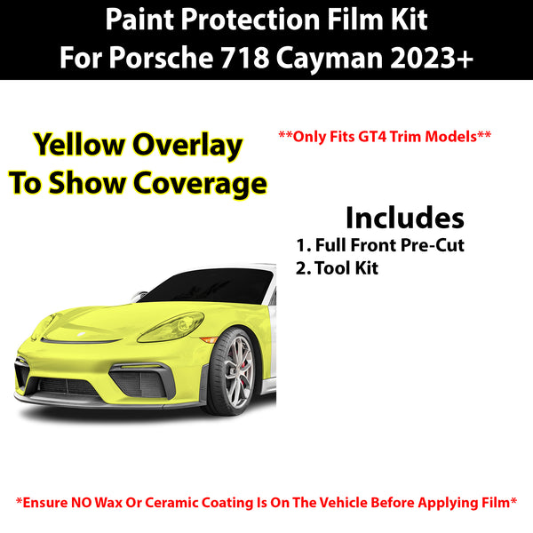 Fits Porsche 718 Cayman (GT4) 2023+ Precut Premium Paint Protection Film Clear Bra PPF Decal Film Kit Cover