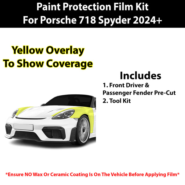 Fits Porsche 718 Spyder 2024+ Precut Premium Paint Protection Film Clear Bra PPF Decal Film Kit Cover