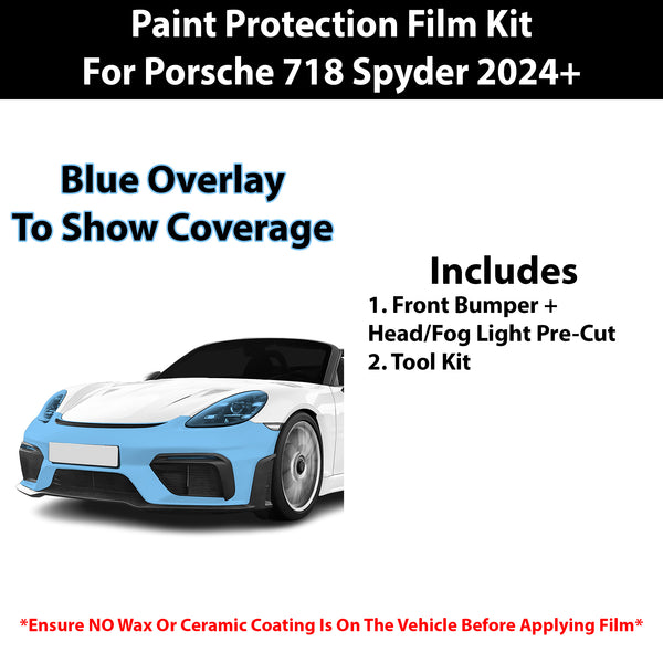 Fits Porsche 718 Spyder 2024+ Precut Premium Paint Protection Film Clear Bra PPF Decal Film Kit Cover