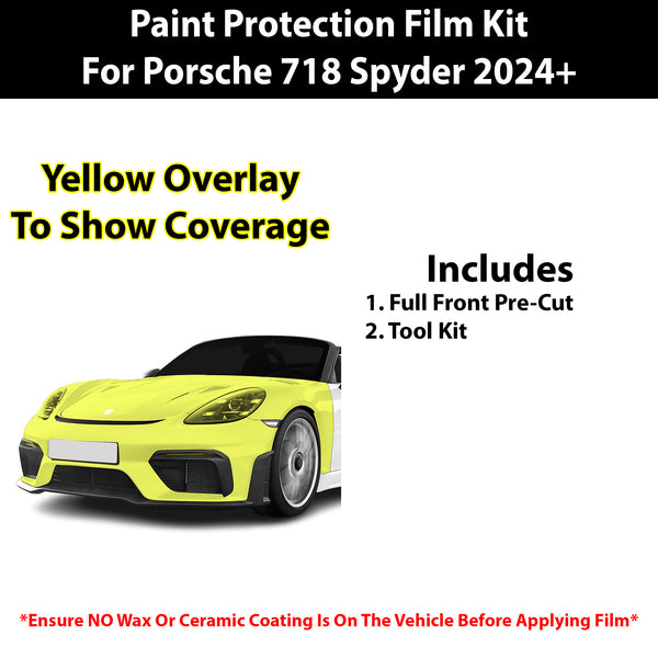 Fits Porsche 718 Spyder 2024+ Precut Premium Paint Protection Film Clear Bra PPF Decal Film Kit Cover