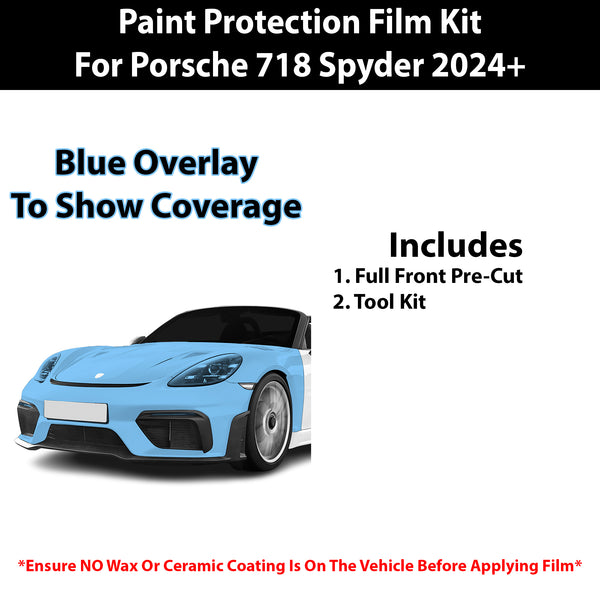 Fits Porsche 718 Spyder 2024+ Precut Premium Paint Protection Film Clear Bra PPF Decal Film Kit Cover