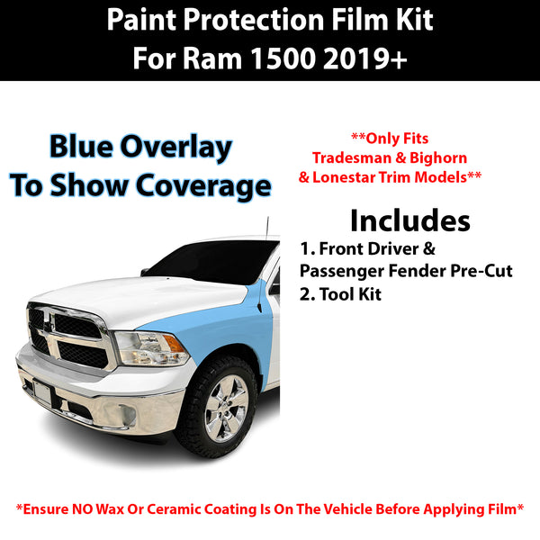 Fits Ram 1500 (Tradesman & Bighorn & Lonestar) 2019+ Precut Premium Paint Protection Film Clear Bra PPF Decal Film Kit Cover