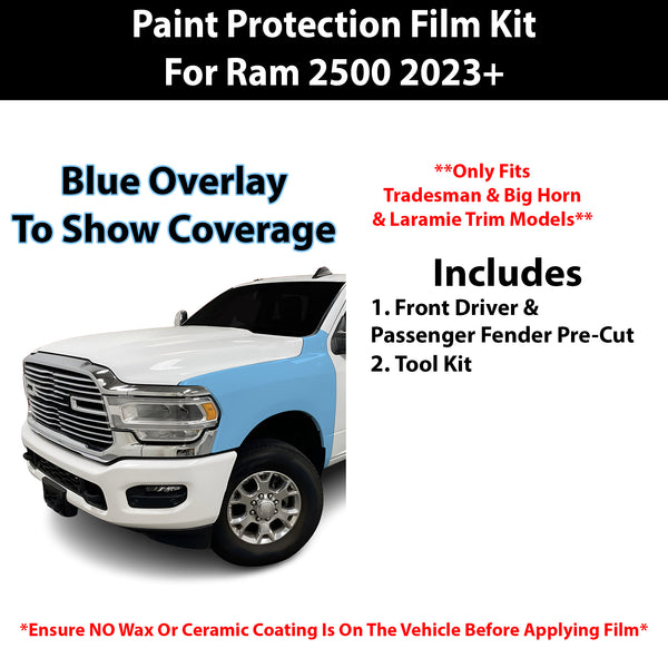 Fits Ram 2500/ 3500 (Tradesman & Big Horn & Laramie) 2023+ Precut Premium Paint Protection Film Clear Bra PPF Decal Film Kit Cover